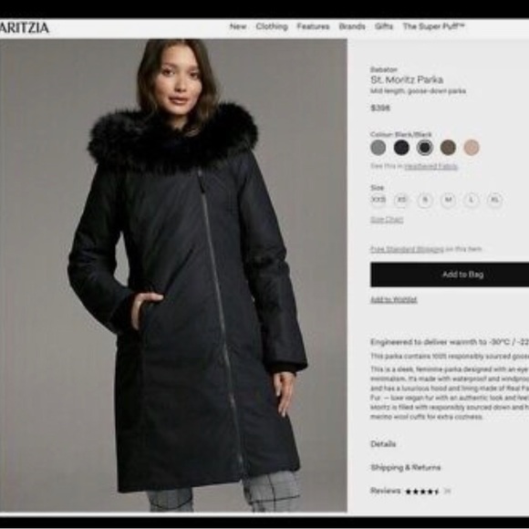 Aritzia Babaton St. Moritz Winter Down Parka Black Women's Medium - Picture 3 of 12